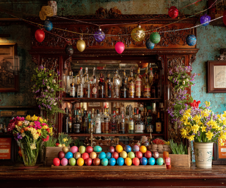 easter store display - Eggs and flowers