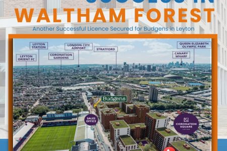 Aerial View of Waltham Forest with the shop Budgens which The Licensing Guys secure a premises license for is highlighted with a green arrow